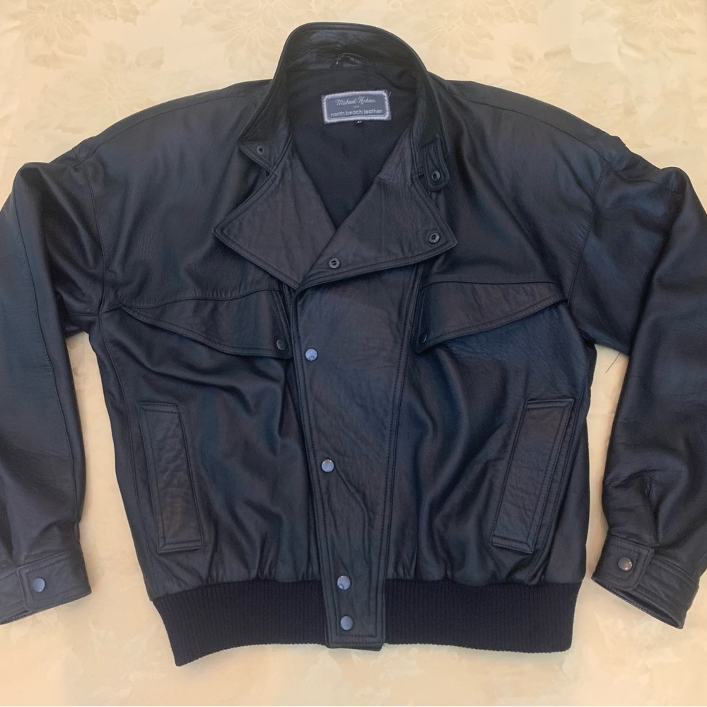 Men's Black Leather bomber Jacket